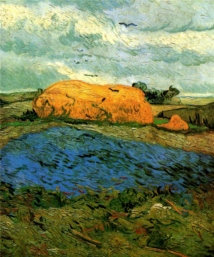 Haystacks Under A Rainy Sky Van Gogh Oil Painting